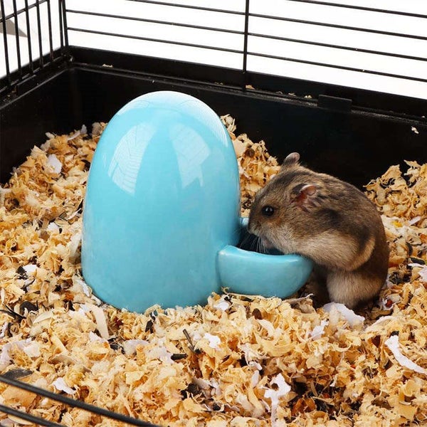 2 Pcs Hamster Automatic Feeder Pet Ceramic Water Feeder -Pink /Blue Carousel 5