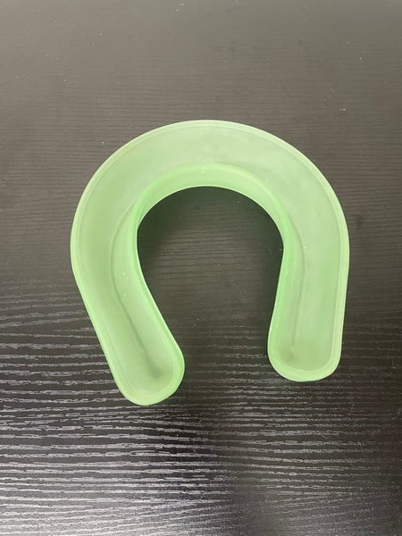 Vintage horse shoe shaped green depression glass vase Carousel 1
