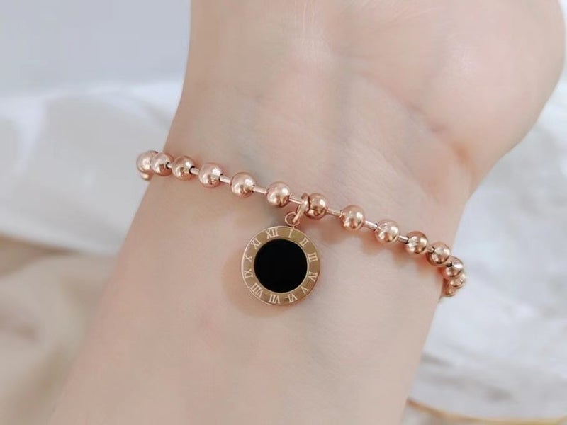 Bracelet Stainless Steel Black Circle Pendant Bracelet Carousel 4