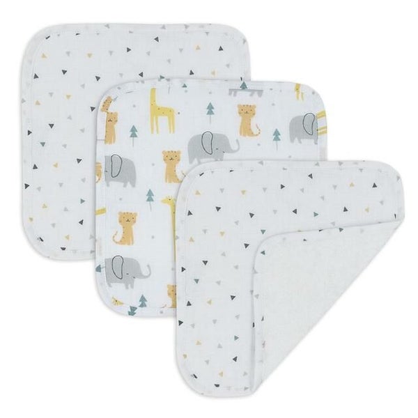 3-PACK MUSLIN WASH CLOTHS - Animals Carousel 1