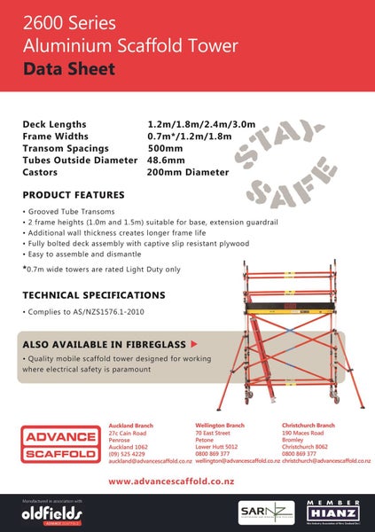 Advance 2600 Series 1.2m Wide x 2.4m Long x 3.5m High Aluminium Mobile Scaffold Carousel 4
