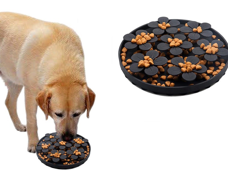 1Pc Pet Cat Slow Feeder Treat Lick Mat Feeding Mat with Suction Cup Black Carousel 1