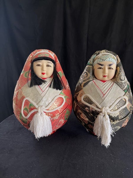 Two extra large vintage Hime-daruma-Gofun Carousel 1