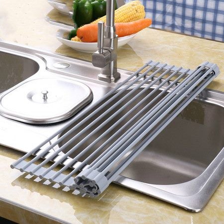 Dish Drying Drainer Rack Over Sink Roll up Carousel 1