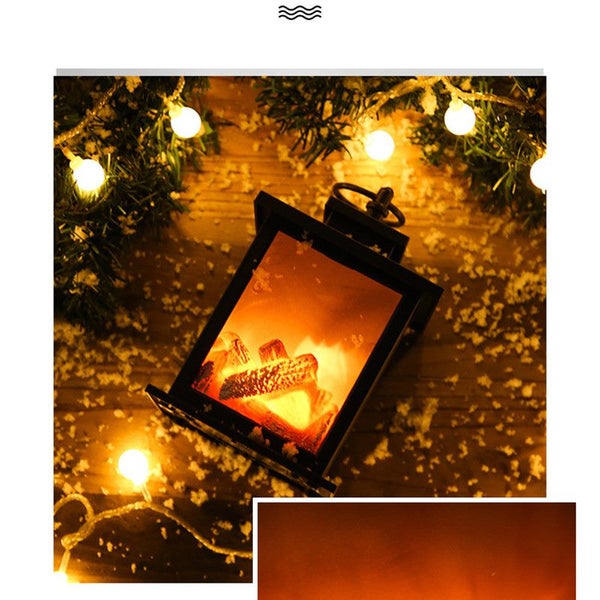 Flame Effect Light Night Lamp Winter Fireplace Lantern Carousel 2
