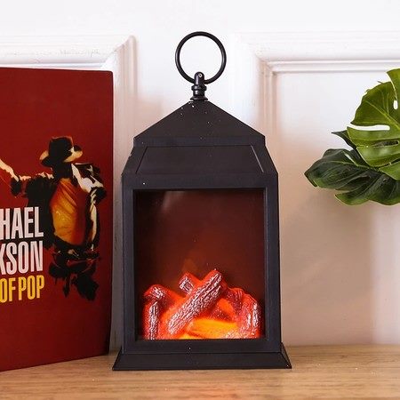 Flame Effect Light Night Lamp Winter Fireplace Lantern Carousel 1
