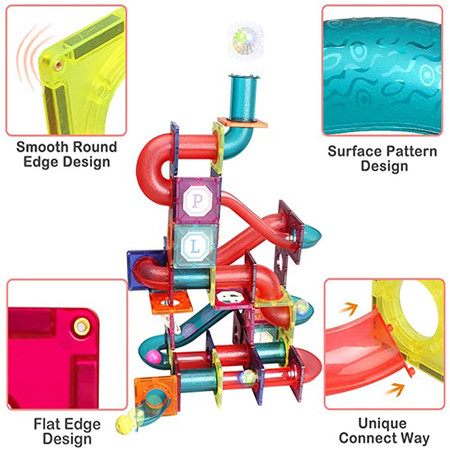 107 Pieces Magnetic Marble Tiles for Kids Carousel 2