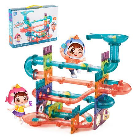 107 Pieces Magnetic Marble Tiles for Kids Carousel 1