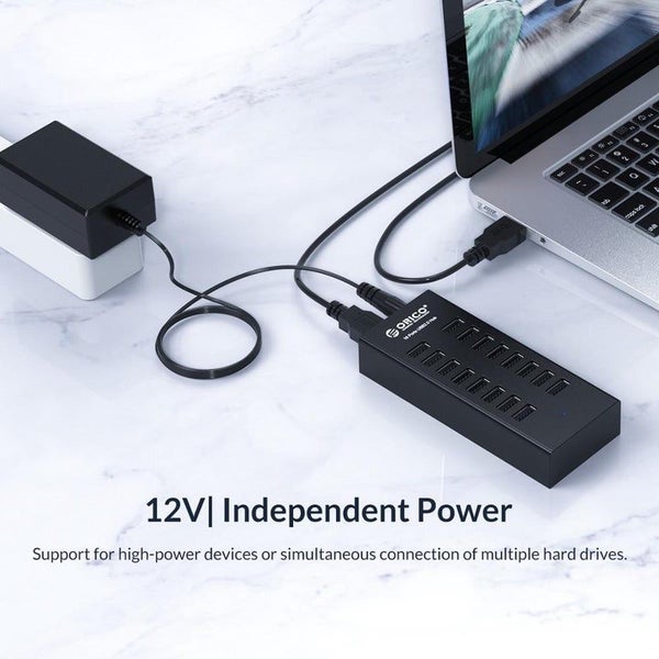 H1613 16 Port Usb2.0 Hub With 12V2a Power Adapter For Laptop Pc Tablet Black US Carousel 5
