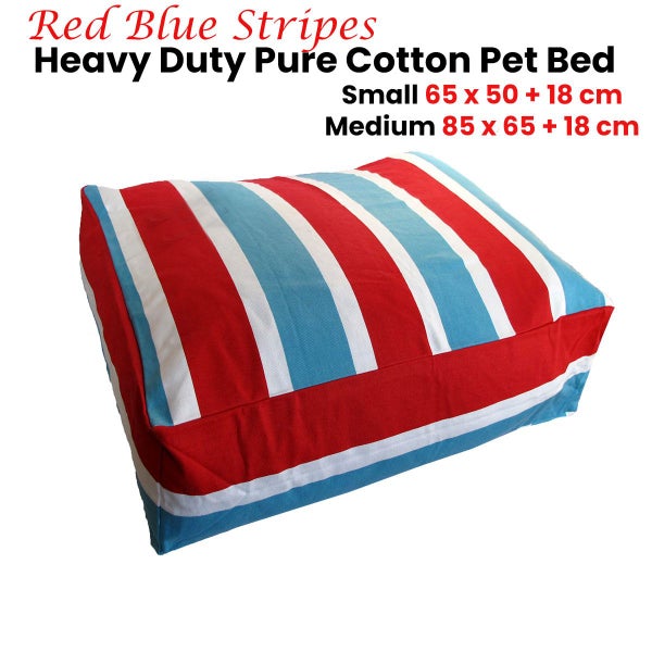 Heavy Duty Pure Cotton Pet Dog Bed Cover Blue Red Stripes Carousel 2