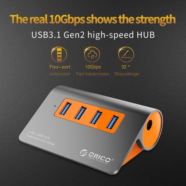 4 Ports Usb3.1 Hub 10Gbps Transmission Speed Splitter With 12V Power Adapter USB Carousel 5