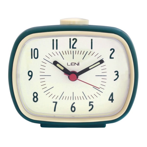 Leni Plastic Retro Analogue Alarm Clock Glow in the Dark Home Room Decor Peacock Carousel 2