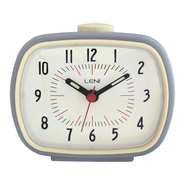 Leni Retro Analogue Alarm Clock Glow in the Dark Home Room Decor Slate Grey Carousel 2