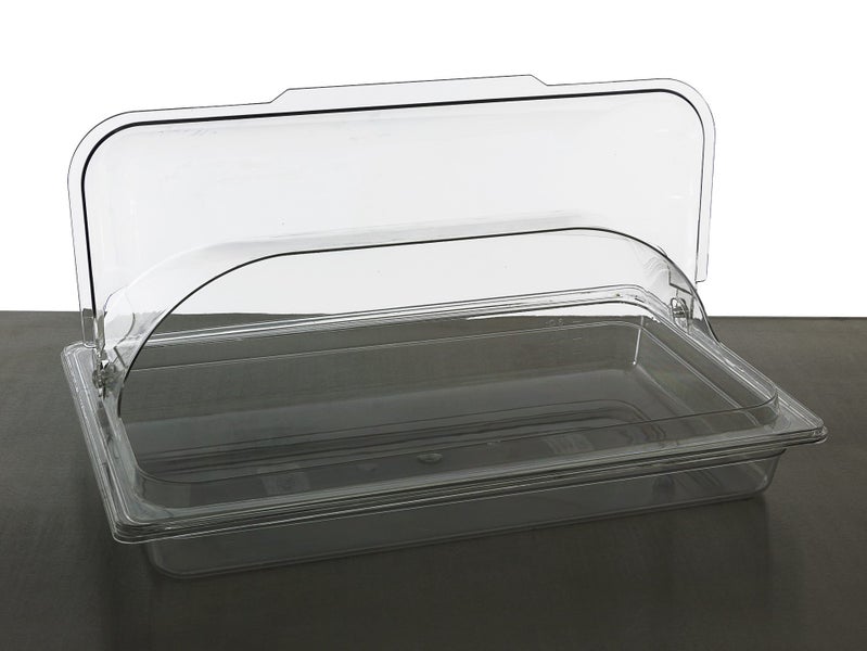 1/1GN Serving Tray with Squat Hinged Lid Food Cover - Clear Polycarbonate Carousel 2