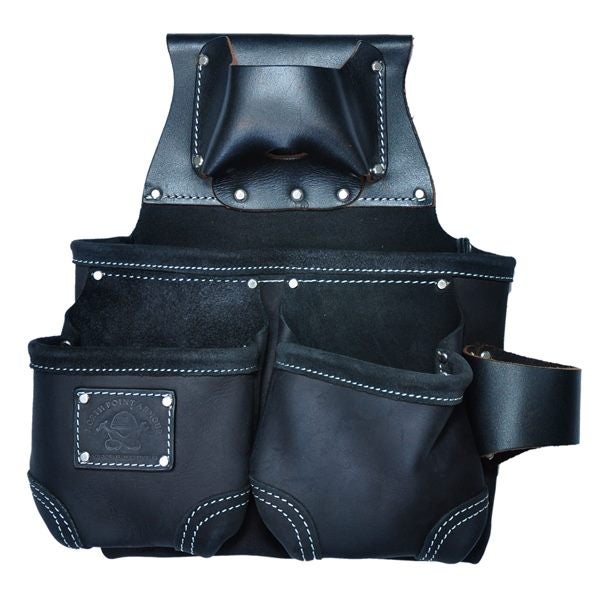 TOOL BELT WITH 2 X HEAVY DUTY LEATHER BLACK POUCHES & PADDED SUSPENDERS/HARNESS. Carousel 19