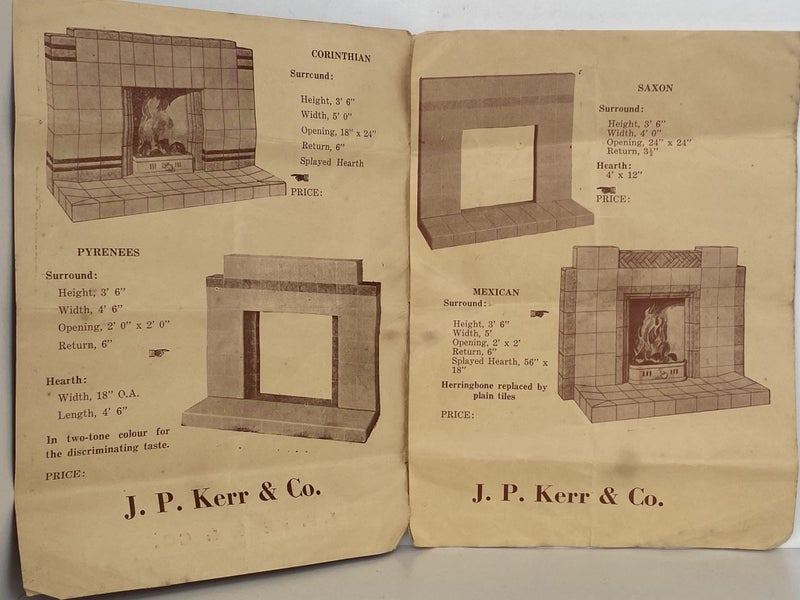 OLD BROCHURE: for fireplace surrounds by J. P. Kerr & Co. circa 1950s Carousel 3