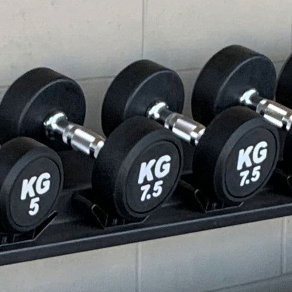7.5KGx2 Rubber Round Dumbbells Black (EZ037-3x2) Thick Handle 33mm Carousel 1