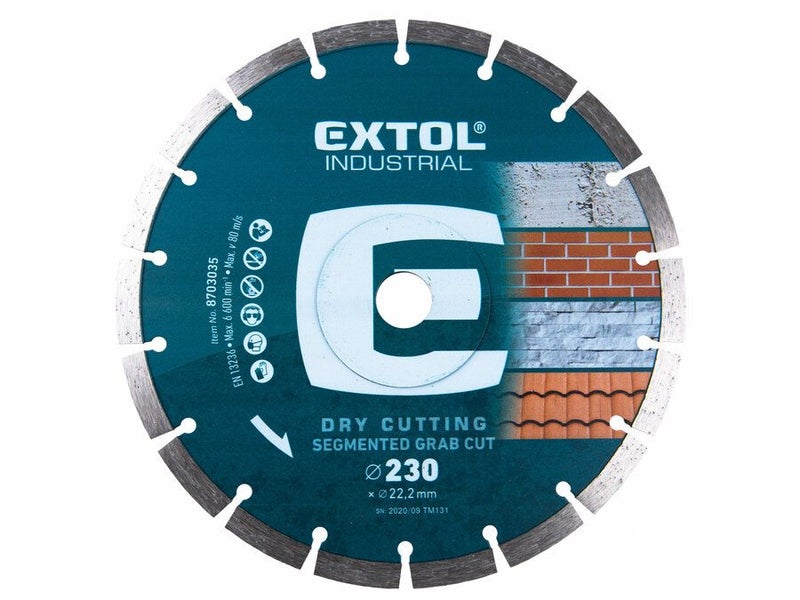 EXTOL Industrial 230mm Diamond Cutting Disc, Segmental Grab Cut Carousel 1