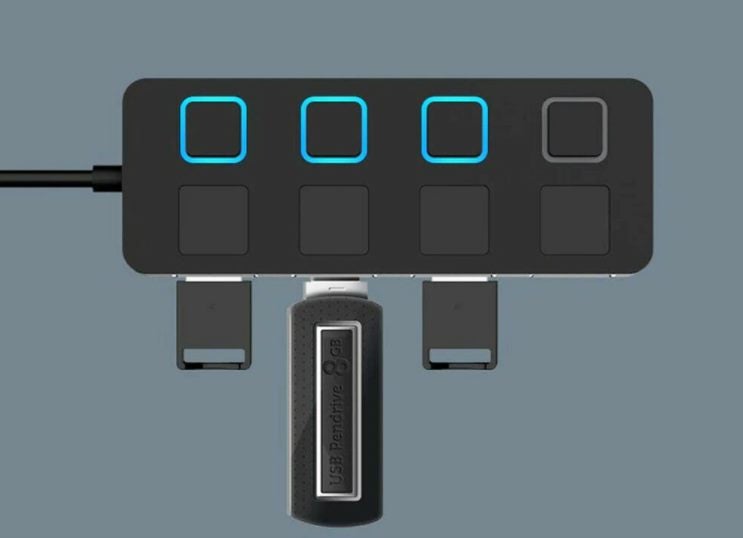 USB 2.0 Power Adapter Multi Splitter Expander 4 Ports Hub With Switch For PC Carousel 2