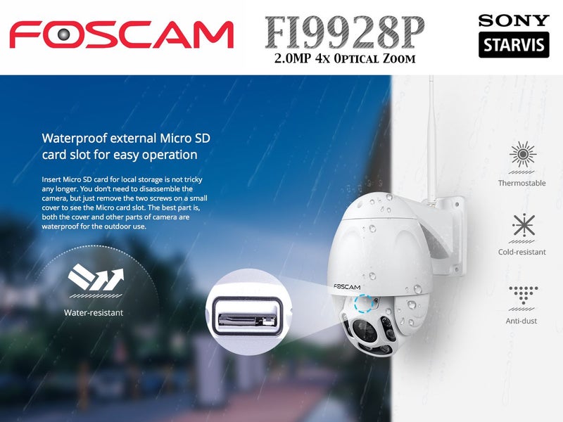 FOSCAM IP CAMERA FI9928P Outdoor PTZ 4x Zoom 2.0MP Carousel 1