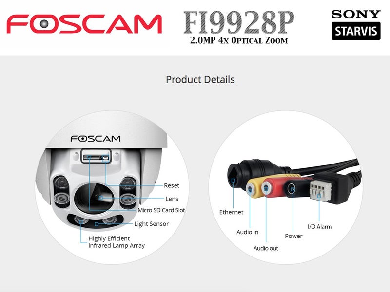 FOSCAM IP CAMERA FI9928P Outdoor PTZ 4x Zoom 2.0MP Carousel 7