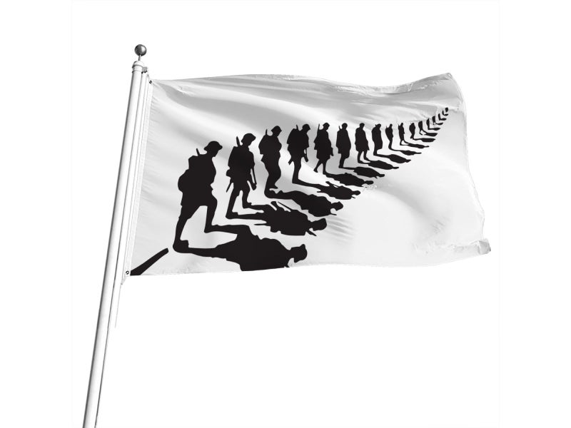 ANZAC Day Flag Lest We Forget - Soldier (Silver Fern) Flag 150 cm X 90 cm Carousel 1