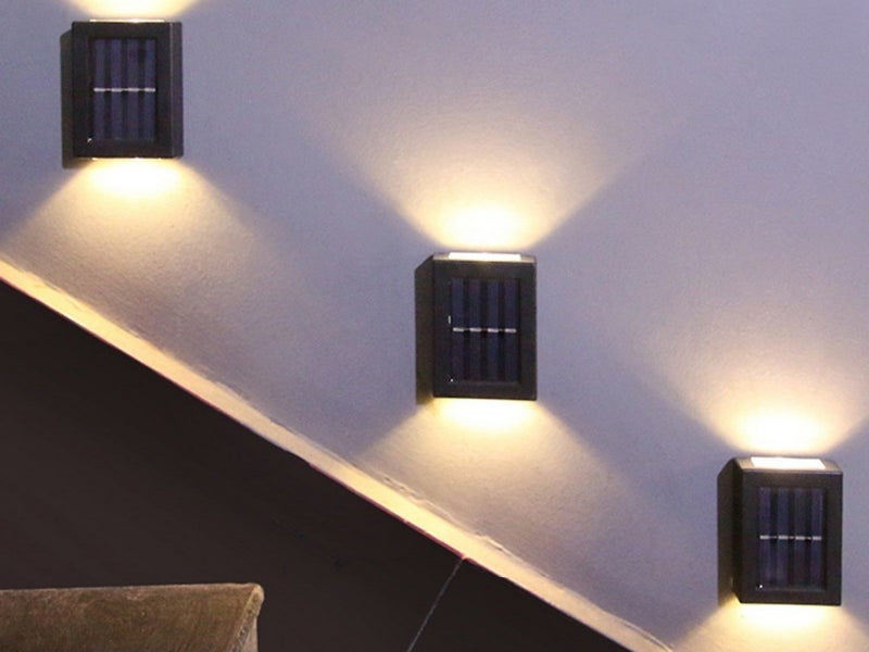 2Pcs Wall Mounted Solar Light Outdoor Garden Lamp Warm Lights Carousel 1