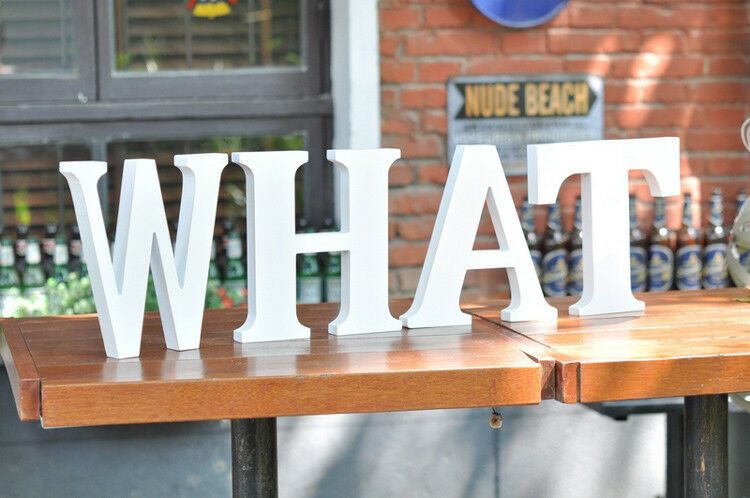 Wooden Letters Small 15cm White Alphabet Wedding Home Birthday - W Carousel 1