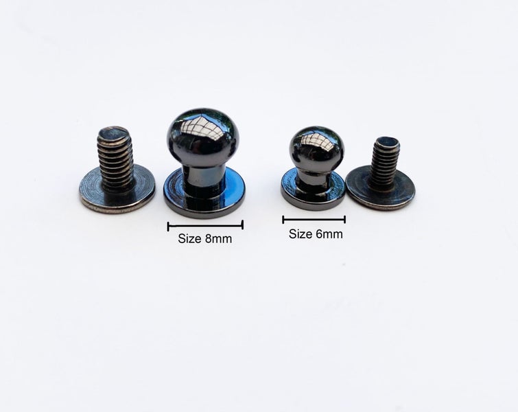 Solid Ball Head Stud Screw Back Button Black Size 8mm Carousel 1