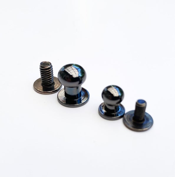 Solid Ball Head Stud Screw Back Button Black Size 8mm Carousel 3