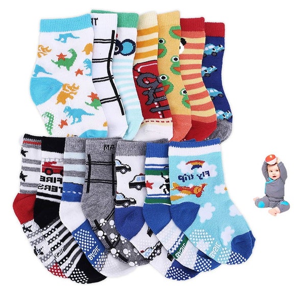 14 Pairs Baby Boys Girls Toddler Cosy Fluffy Slipper Socks Anti Slip Wa Carousel 1