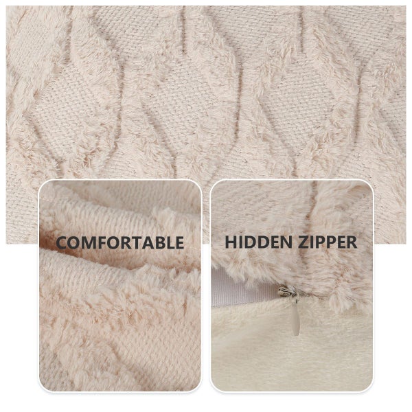 2Pack Soft Plush Short Wool Velvet Decorative Throw Pillow Covers Luxur Carousel 2