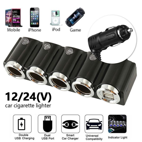 4 Way Car Phone Charger Cigarette Lighter Socket Splitter Device w/2 US :  BidBud