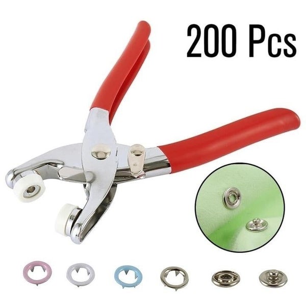 200Pcs/set Handmade Sewing Pliers Stainless Steel Studs Snap Fasteners Clip Plie Carousel 1