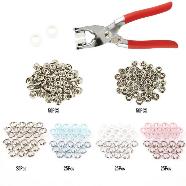 200Pcs/set Handmade Sewing Pliers Stainless Steel Studs Snap Fasteners Clip Plie Carousel 2