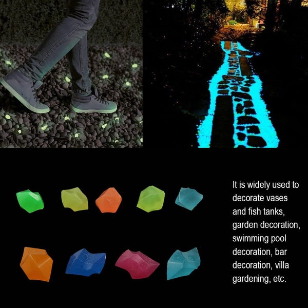 100PCS Garden Pebbles Glow in the Dark for Walkways Aquarium Decoration Carousel 2