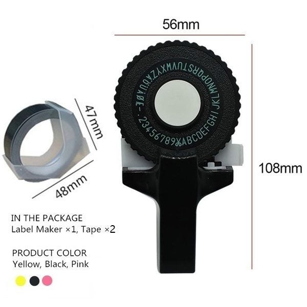 DIY Manual Label Maker for 9mm Embossing PVC Label Tapes Portable Label Printer Carousel 2
