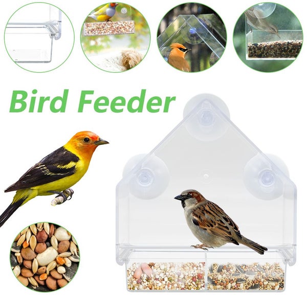 Wild Bird Seed Feeder Window Suction Nut Feeding Garden Feeders Station Carousel 9