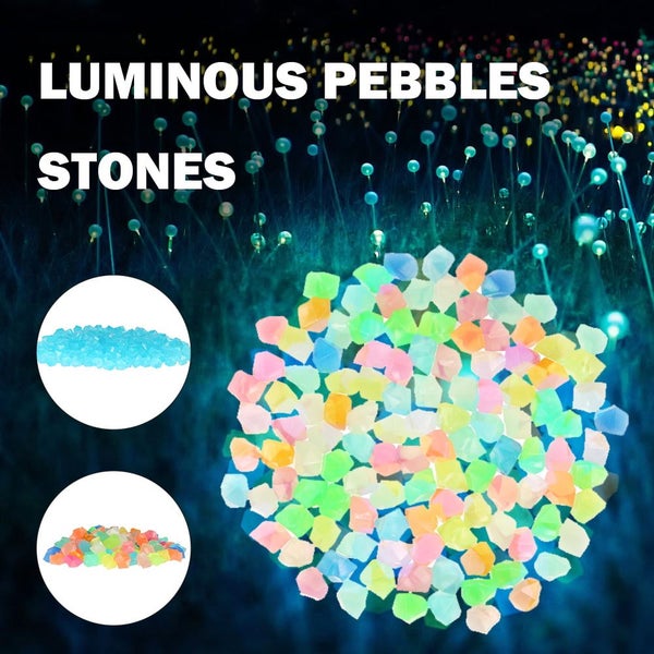 300PCS Luminous Pebbles Stones,Luminous Stones Glow in The Dark Garden Carousel 2