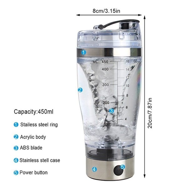 450ml Protein Shaker Bottle Vortex Mixer Cup Portable Blender Drink Drinkware To Carousel 2