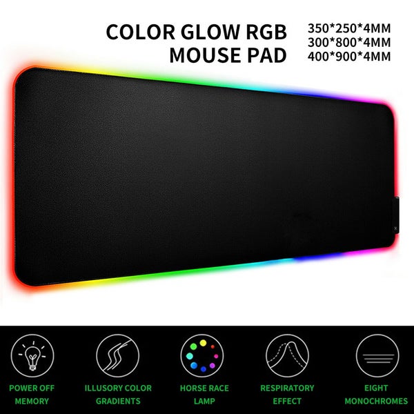 RGB LED Large Soft Gaming Mouse Pad Oversized Non-slip Mat Glowing For Carousel 1
