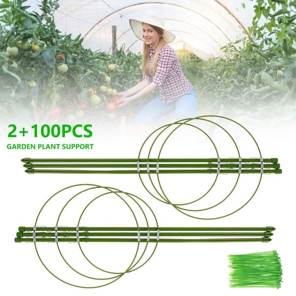 Garden Plant Support Cage Rings Tomato Cages 3 Rings Climbing Plant Sup Carousel 1