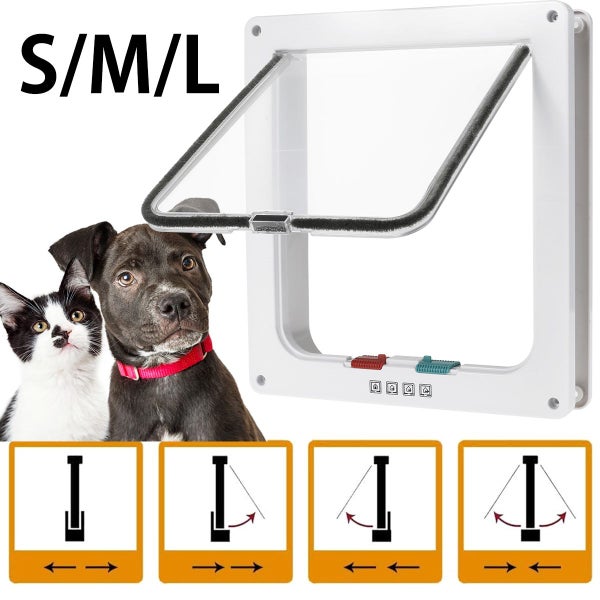 Pet Door ABS Strong Dog Flap Door 4 Way Pet Locking Door Auto-Closing C Carousel 1