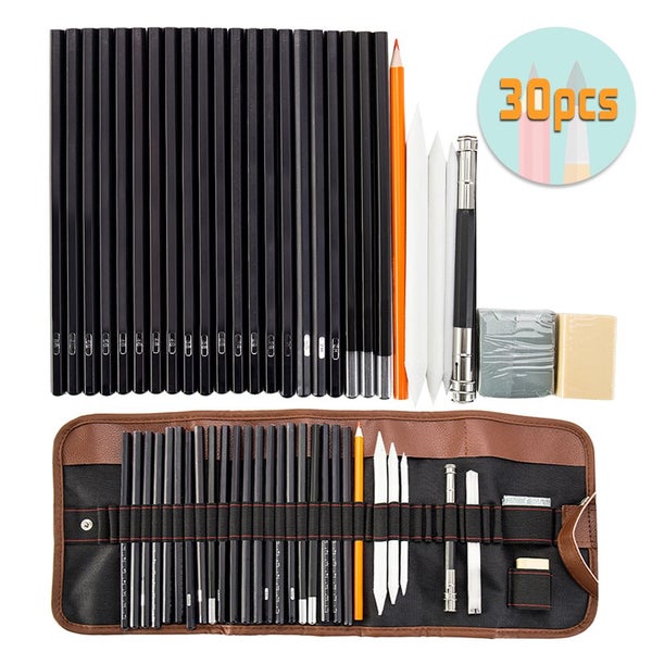30 Set Drawing Sketching Sketch Charcoal Pencil Pens Stationery Artist Carousel 1
