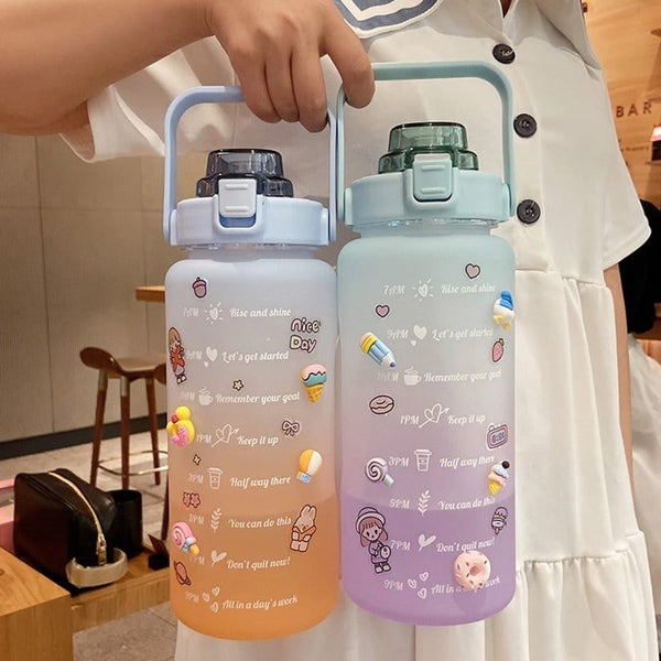 Gradient Sport Bottle 2L Large Capacity Free Motivational With Time Mar Carousel 1