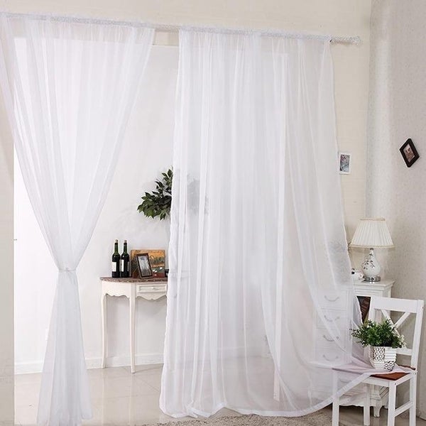 2 Slot Top Voile Net Panels Voiles Curtains Pair Rod Various Sizes & Colours Carousel 1
