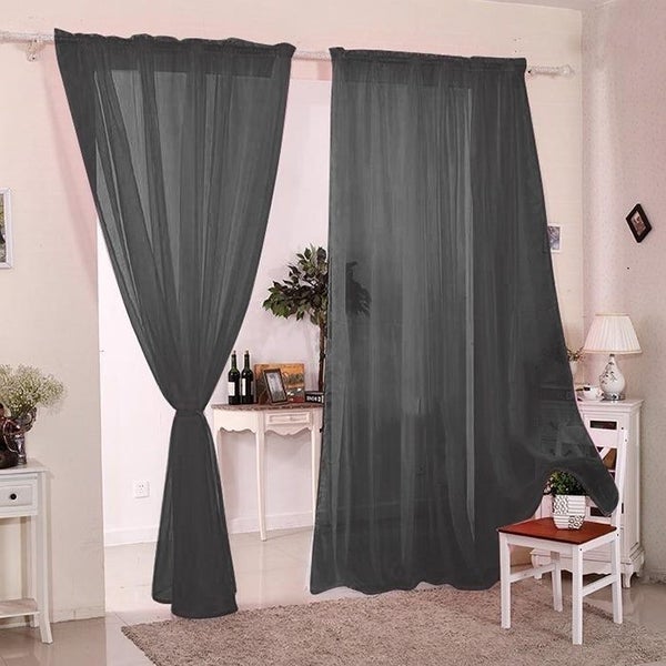 2 Slot Top Voile Net Panels Voiles Curtains Pair Rod Various Sizes & Colours Carousel 2