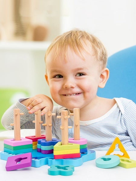 Wooden Sorting & Stacking Toy, Shape Sorter Toys for Toddlers, Montesso Carousel 9