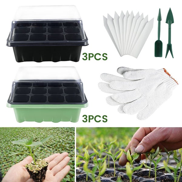 12 Cells Seedling Starter Tray Seed Germination Garden Flower Plant Pot Carousel 1