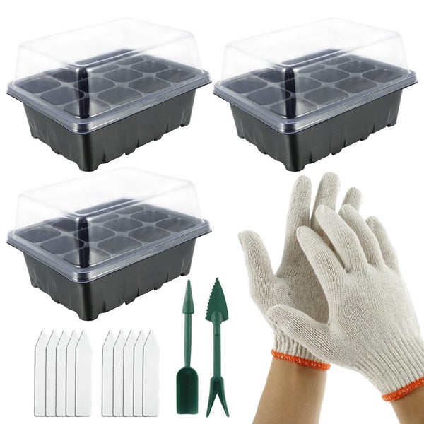 12 Cells Seedling Starter Tray Seed Germination Garden Flower Plant Pot Carousel 2